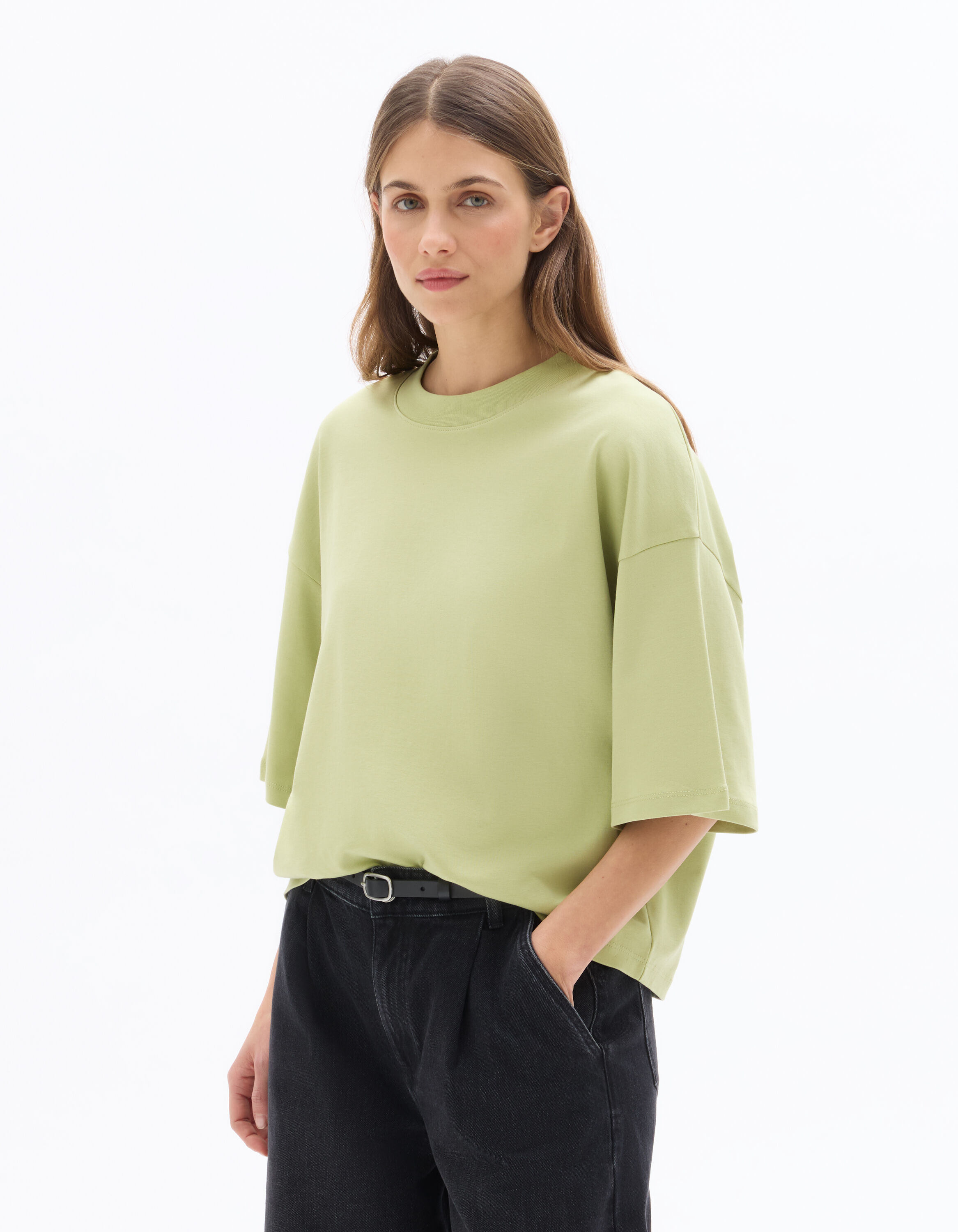 T-shirt oversize 100% coton épais - vert clair