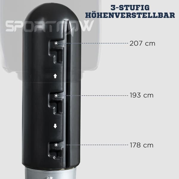 Boksesekk Stående Boksesekk Boksepose For Kropp Med Hdpe-Base Frittstående Boksepartner For Voksne Hjemmetrening 178-207Cm Høydejusterbar