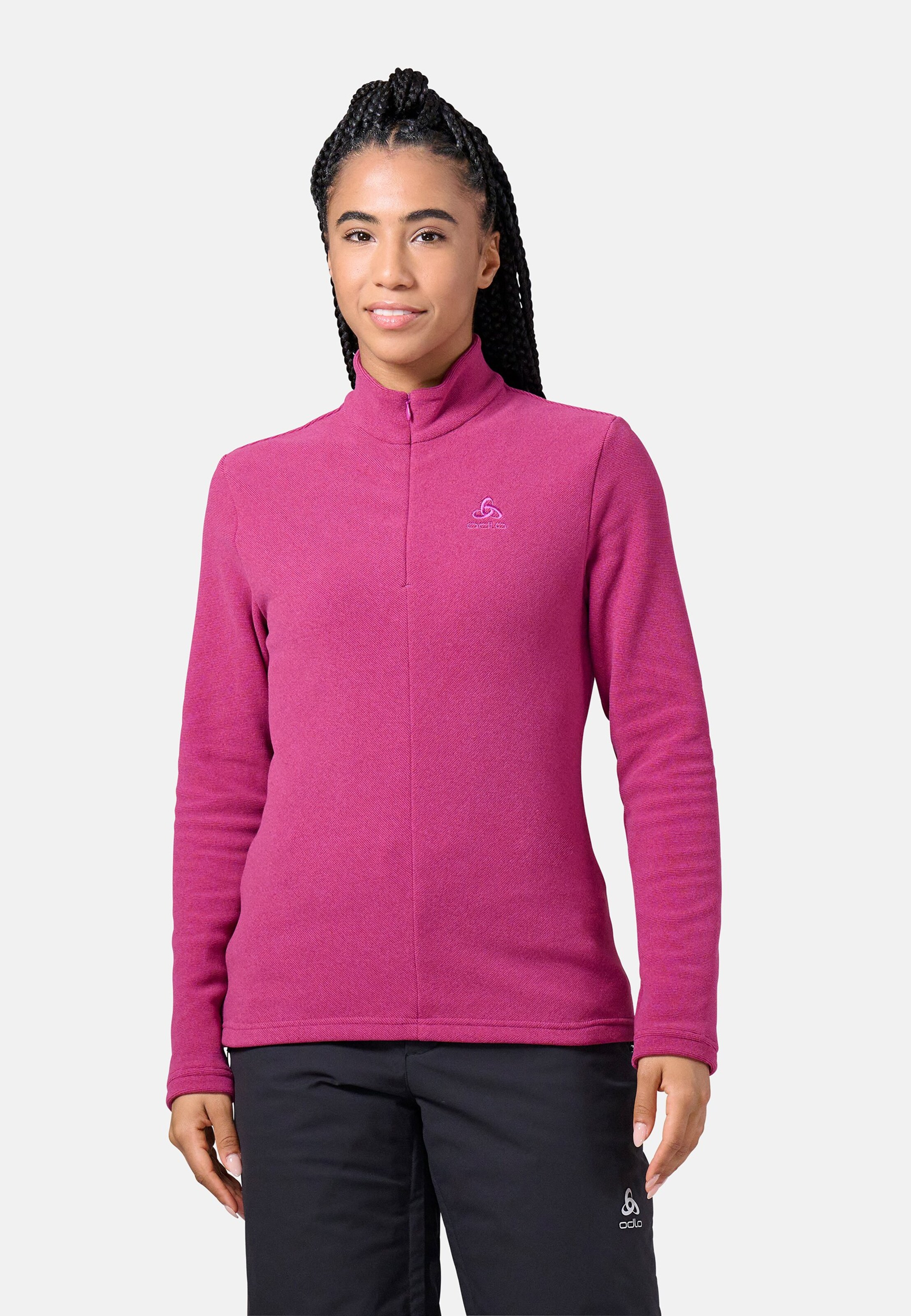 Damen Roy Mid Layer mit Halbreissverschluss in festival fuchsia - raspberry fudge