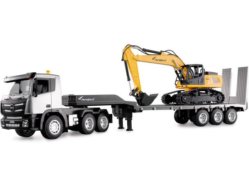 Amewi Lastwagen G836E Zugmaschine und Bagger Set RTR Tieflader/Bagger-Set G836E/G041E 1:24 RTR