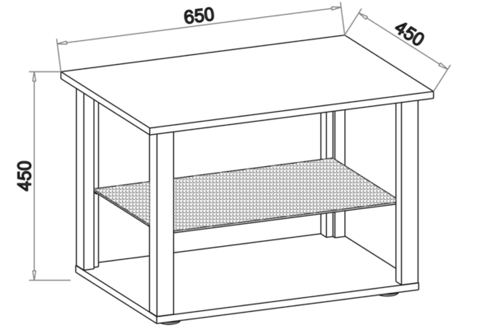 Couchtisch WANILO M - weiß - Glasboden - 65x45 cm