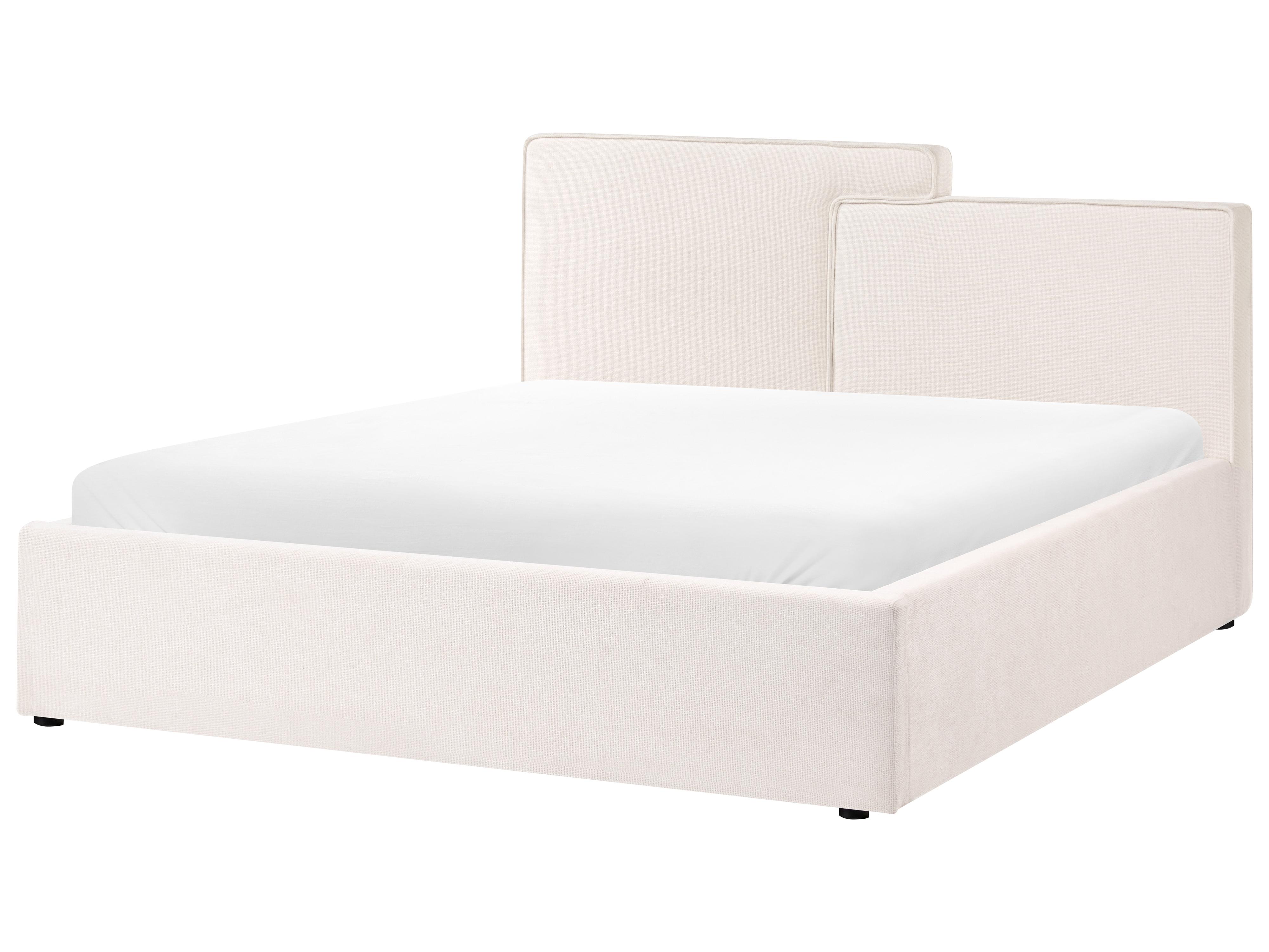 Bed met opbergruimte Stof LAGARDE 160 x 200 cm Gebroken wit