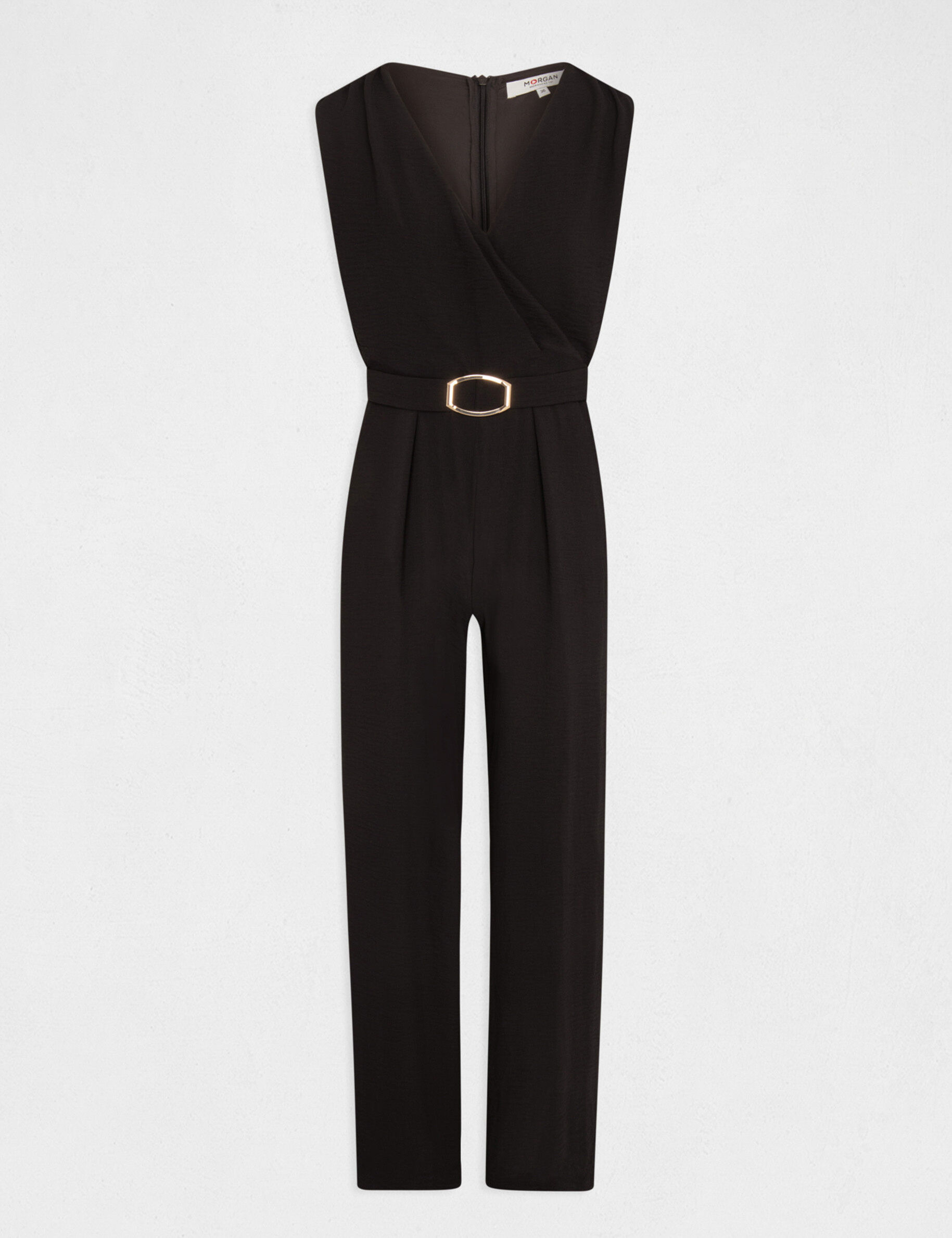 Combinaison jambe large détail boucle noir femme - noir