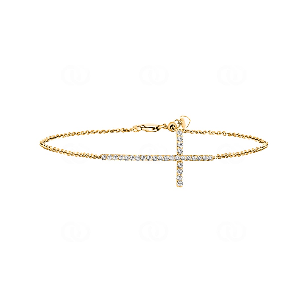 Armband 750/18 K Gelbgold Kreuz mit Brillanten 0.50 ct H/si