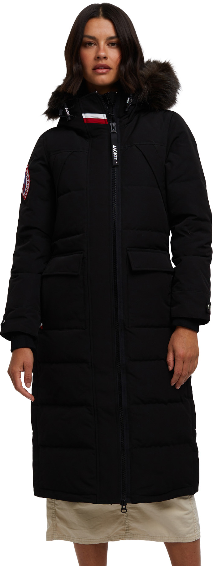Neo Mountain Parka Extra Long Dame Black/Dark Bear