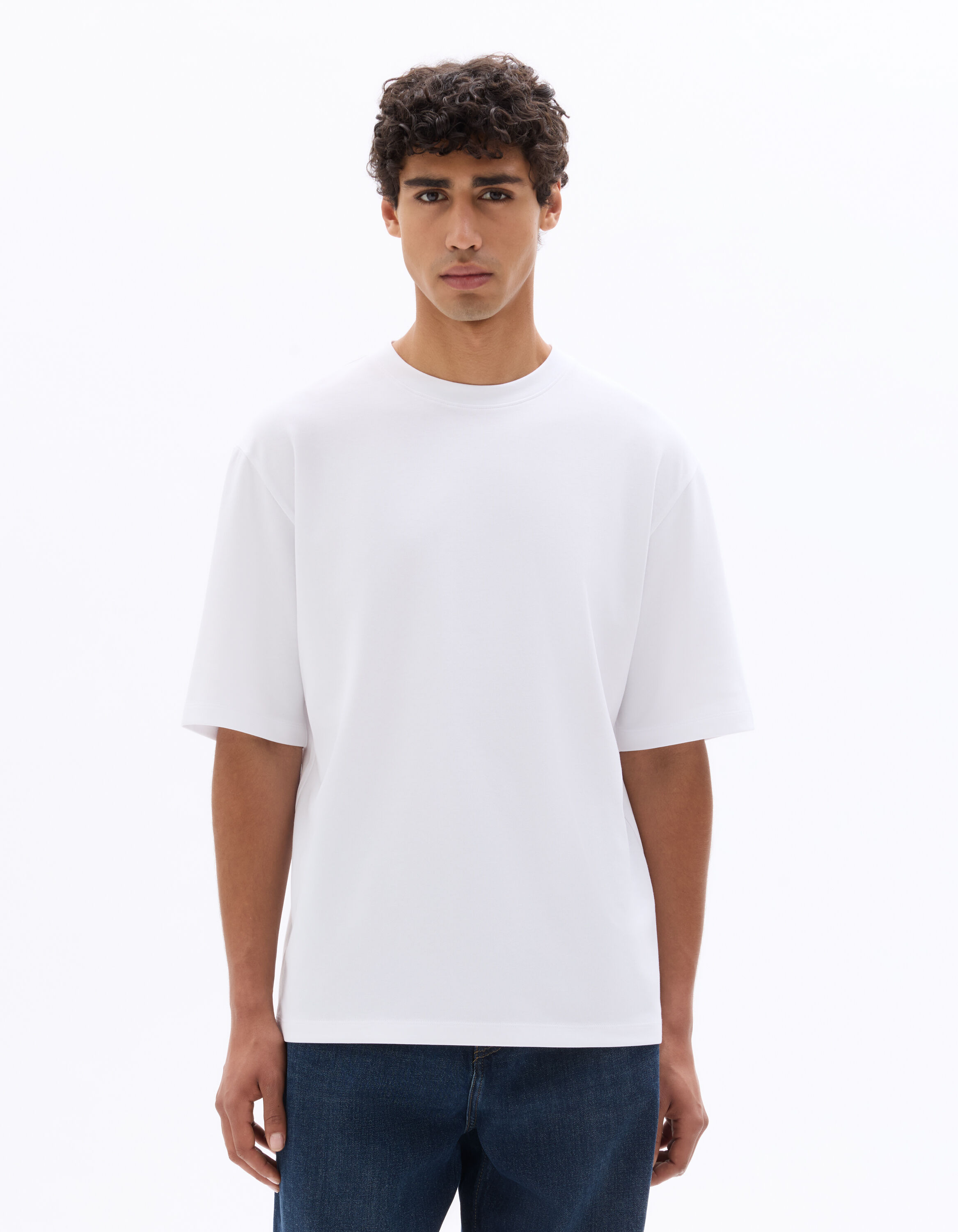 T-shirt oversize col rond - blanc
