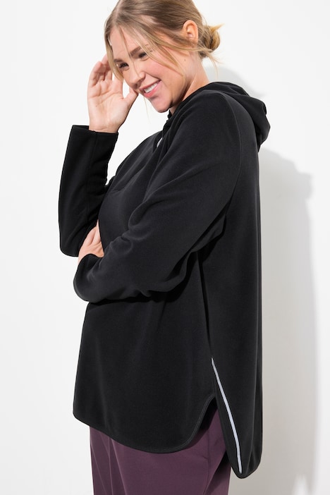 Fleece-Troyer, kurz, Oversized, Kapuze, Langarm, recycelt