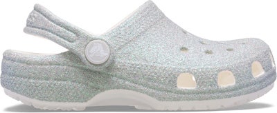 Crocs Classic Iridescent Glitter Kids Sandaler, Hvit