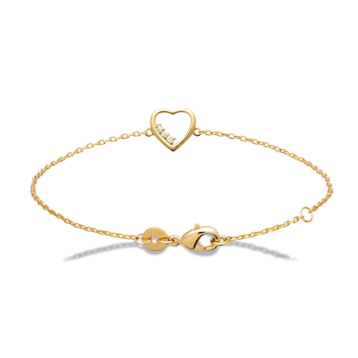 Bracelet Brillaxis coeur empierré plaqué or