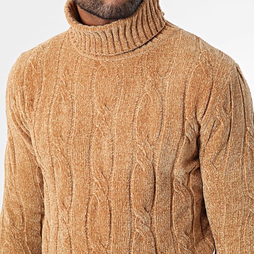 Pull Col Roulé Beige