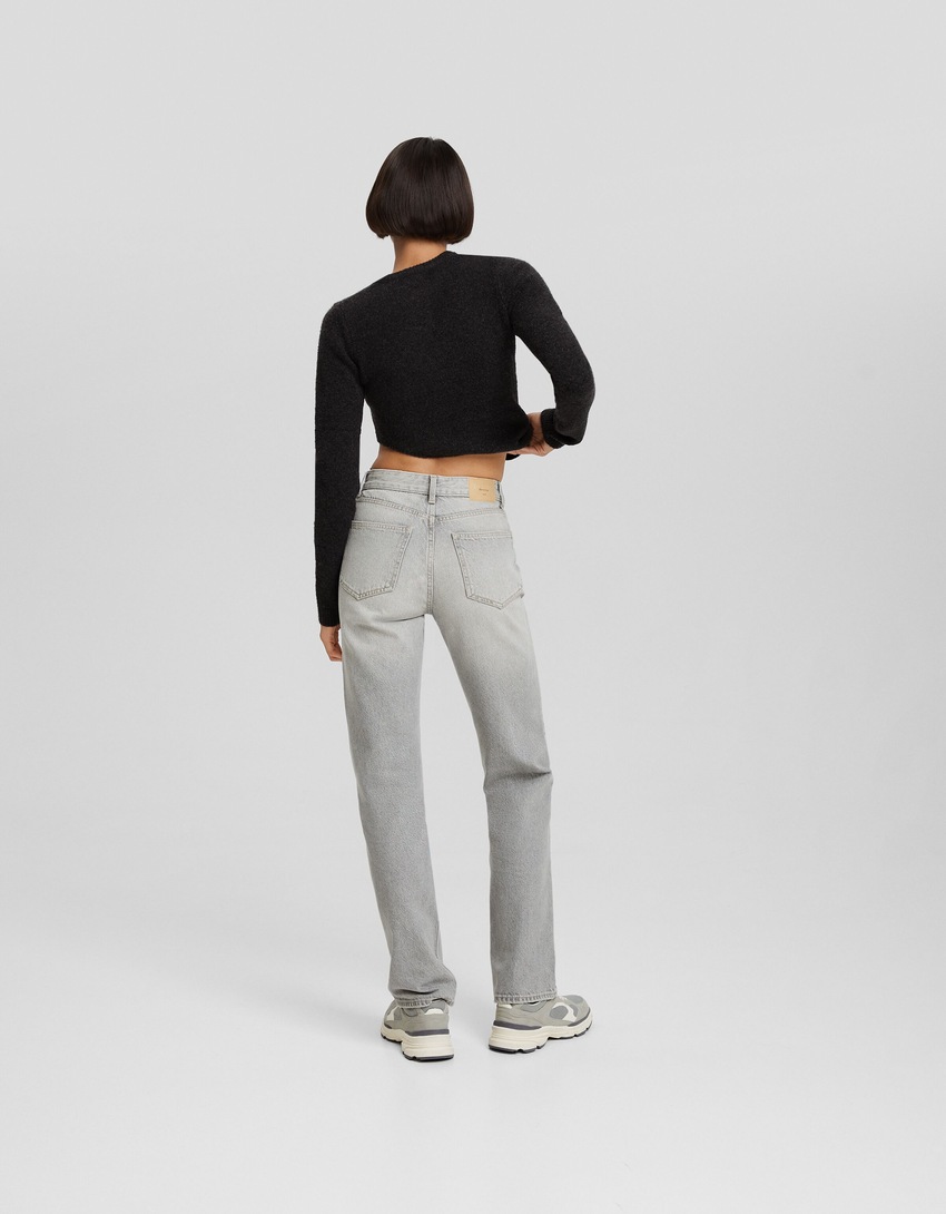 calça jeans de corte reto