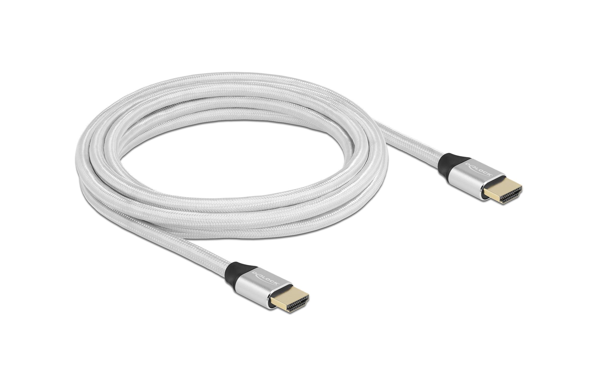 Kabel 8K 60Hz HDMI - HDMI, 3 m, SilberDelock Ultra High Speed HDMI Kabel 48 Gbps 8K 60 Hz silber 3 m zertifiziert