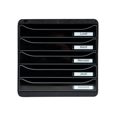 Exacompta BigBox Plus - Module de classement 5 tiroirs - noir/noir brillant