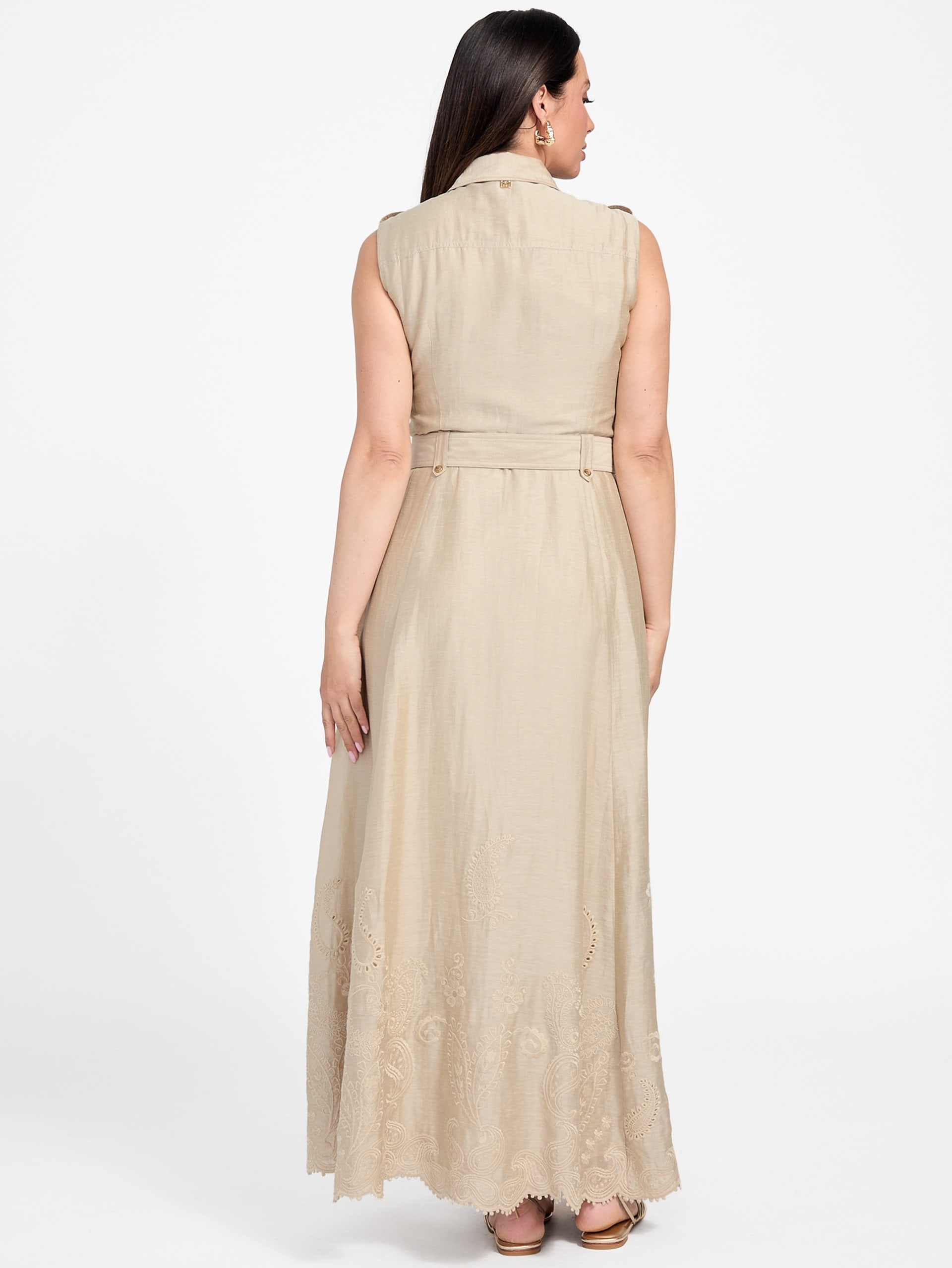 Vestido longo bordado Eco Mindy