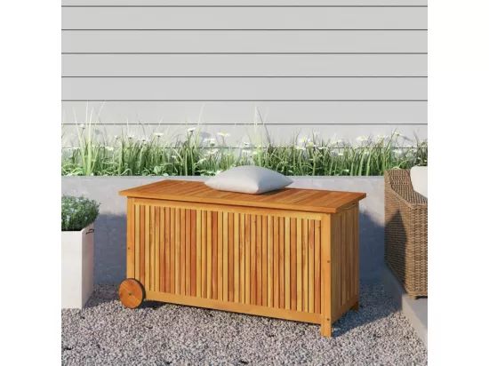 Prolenta Premium - Boîte de rangement de jardin avec roues 113x50x58cm Bois acacia