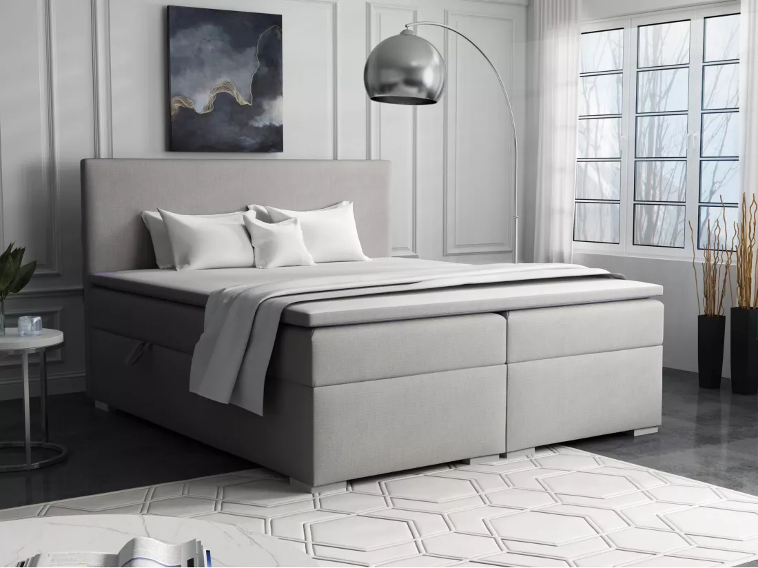 LIT BOXSPRING avec surmatelas Ennis 180x200 cm, Lux 05 (Gris clair)