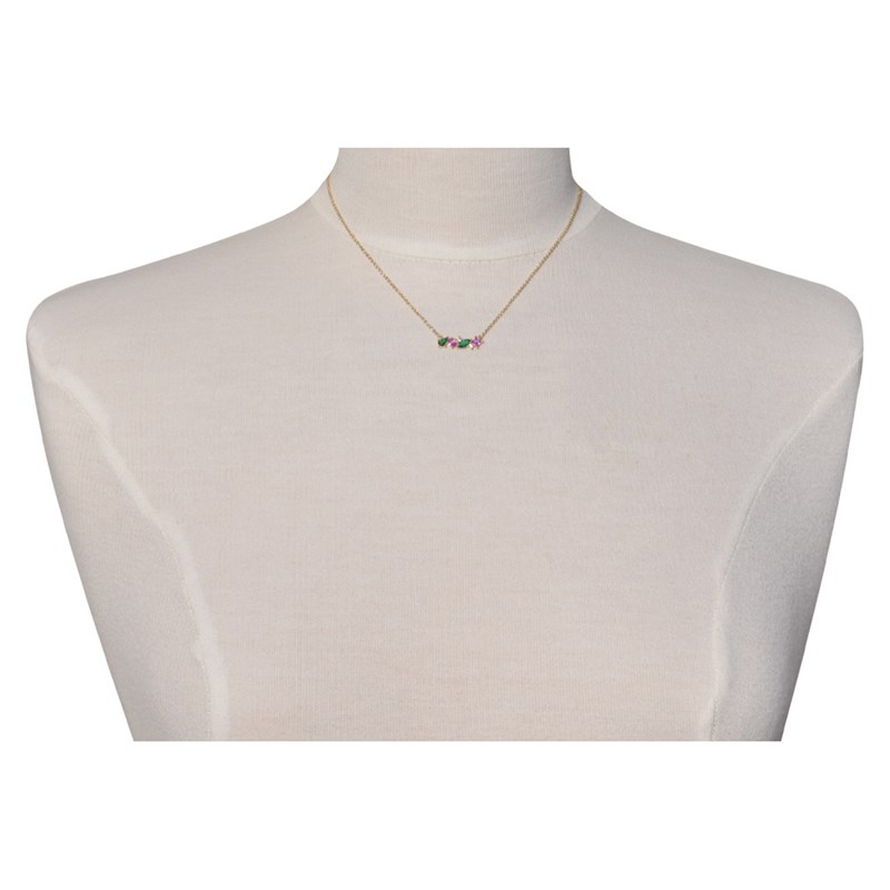 Collier Plaqué Or 6 Strass de Différentes Formes