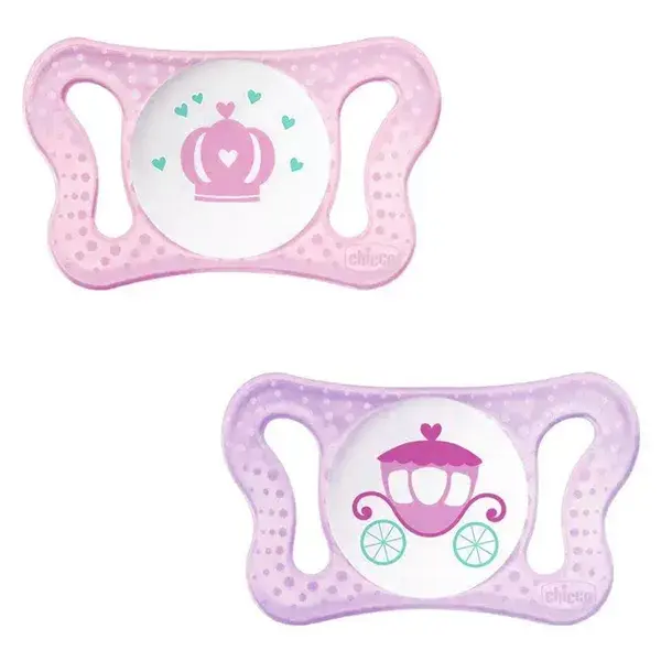 Chupeta Chicco Physio Forma Micro de Silicone +0m Crown, Pacote com 2 unidades + Caixa Esterilizadora