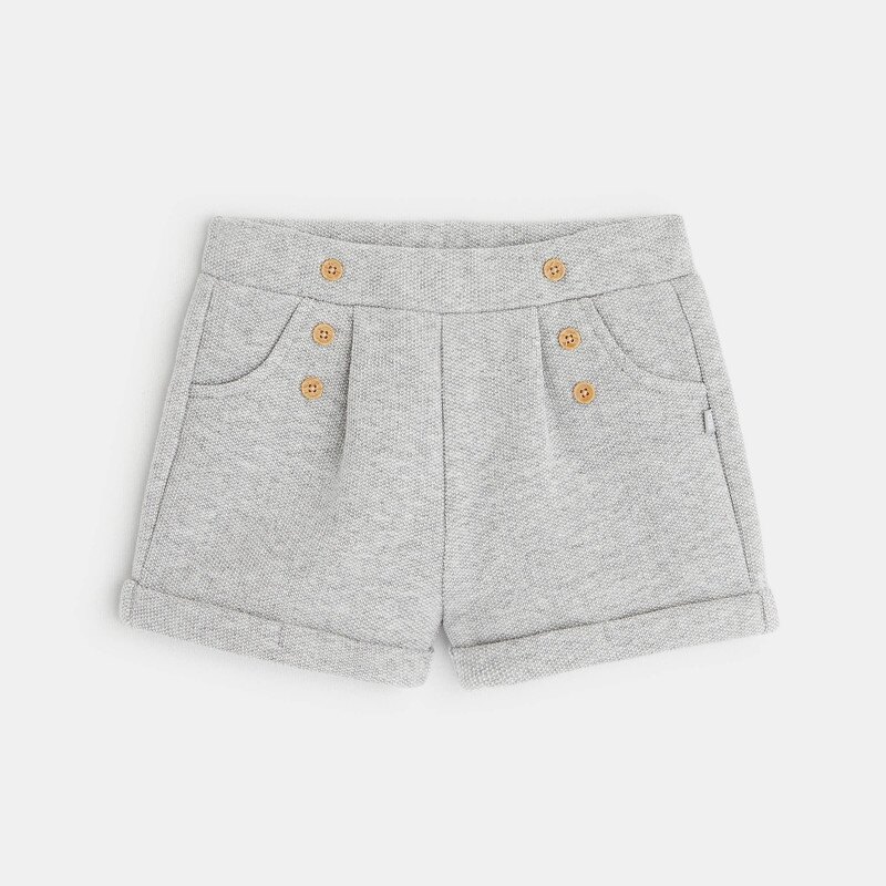 Short maille molleton effet pont gris bébé fille Gris ou noir