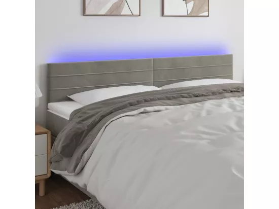 Tête de lit à LED Gris clair 160x5x78/88 cm Velours