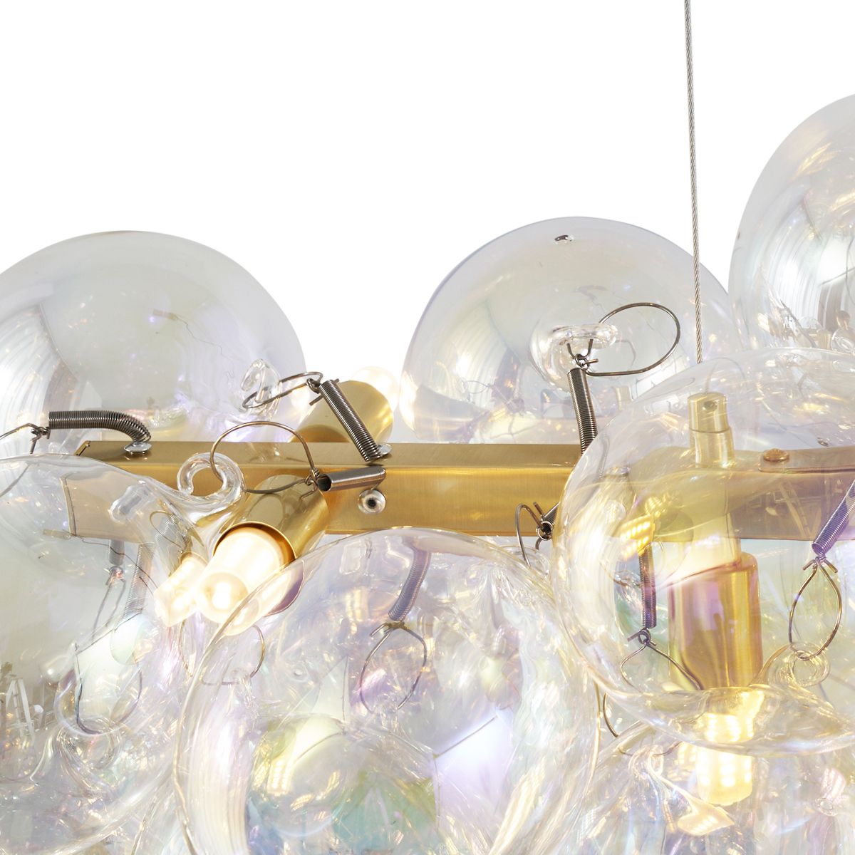 Design hanglamp goud met regenboog glas 8-lichts - Uvas
