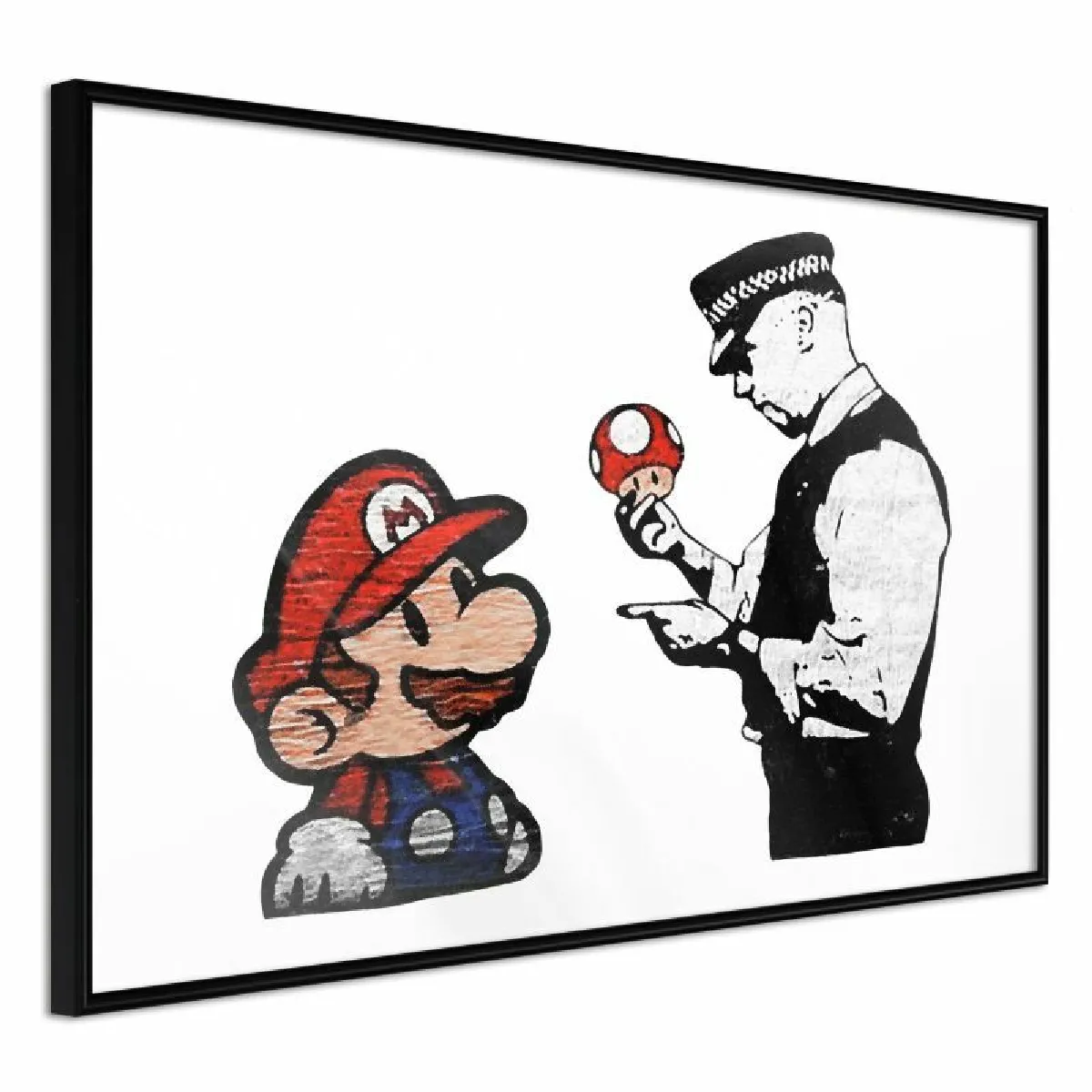 Paris Prix Affiche Banksy Mario and Copper - 30 x 20 cm Noir