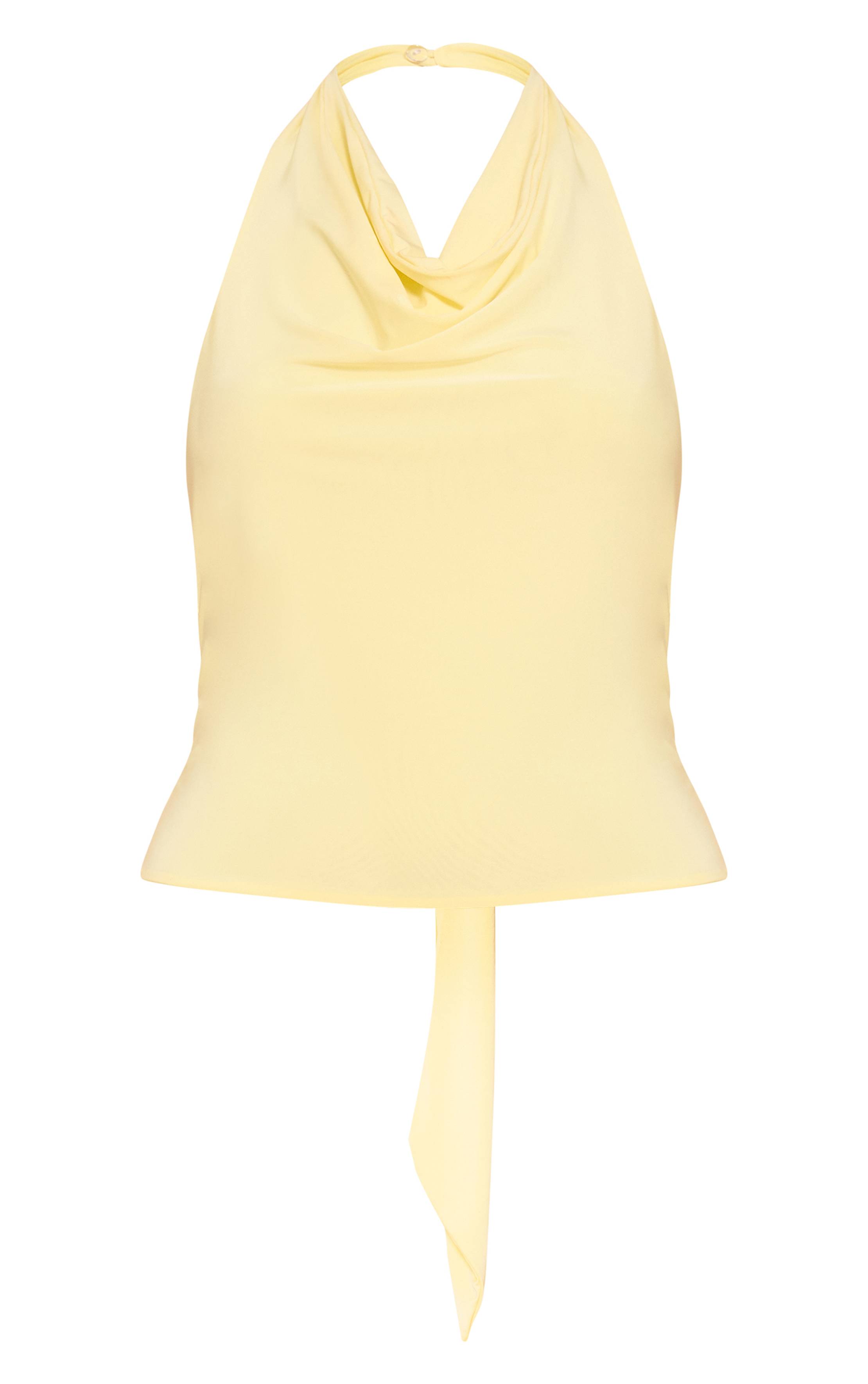 Citron Top Dos Nu À Col Licou Double Couche Slinky Avec Détails Dorés