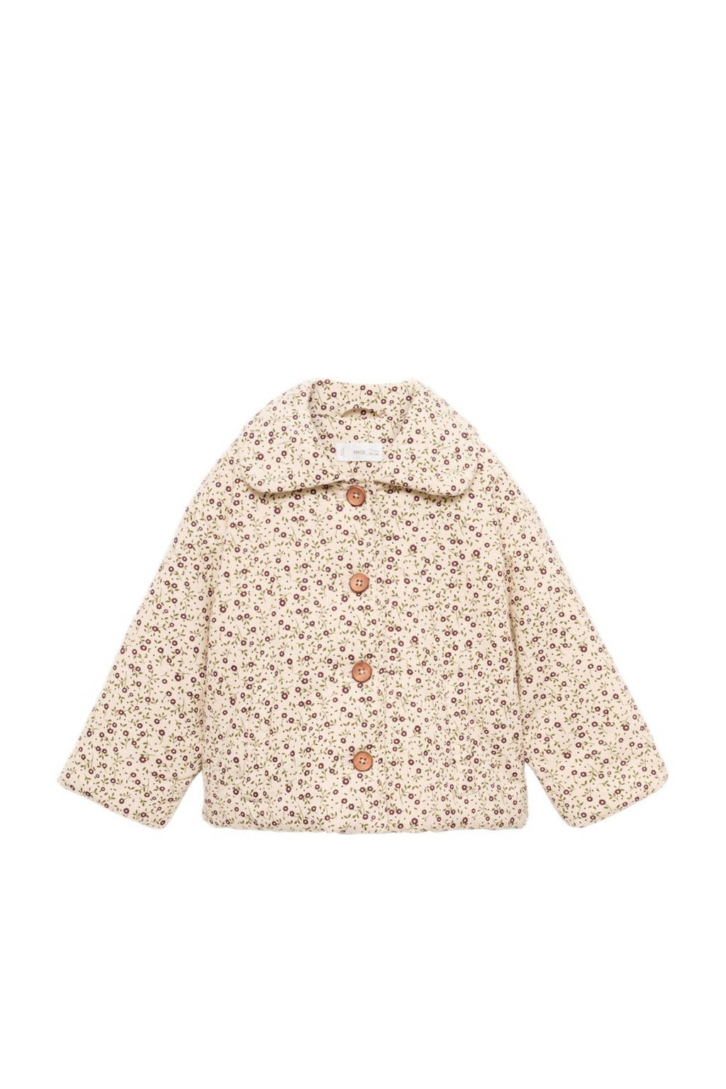 Mango Kids gebloemdetussenjas lichtbeige/rood