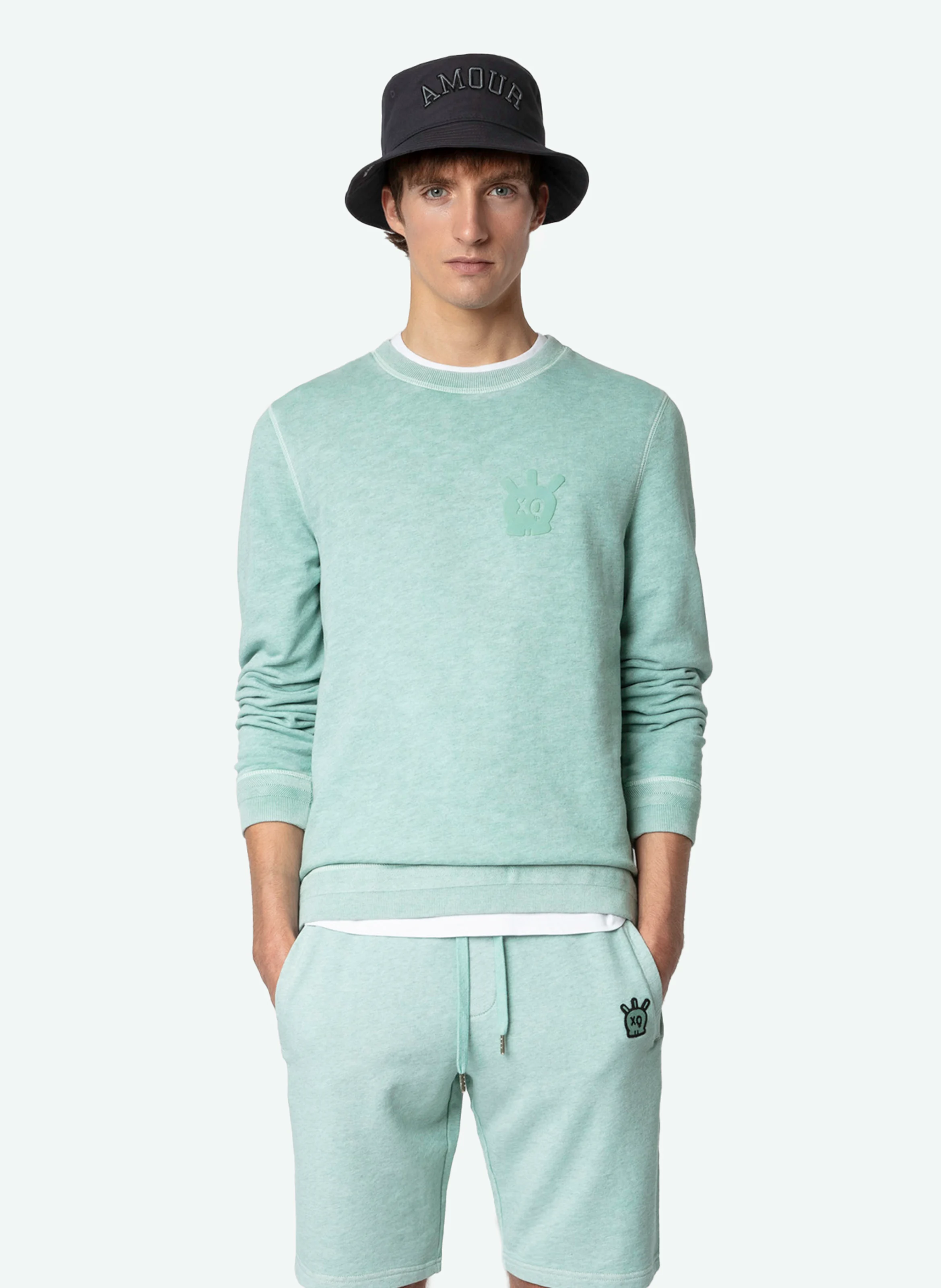 STONY - Sweatshirt col rond molletonné en coton| Vert