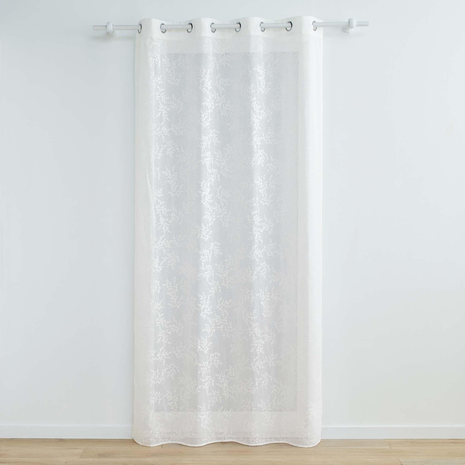PANNEAU OEILLETS 140X240CM VOILE TISSE APPLIQUE KARLA BLANC