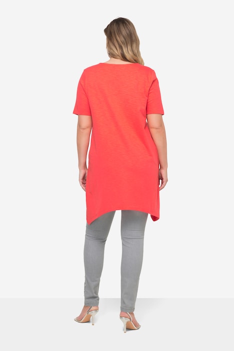 T-Shirt, Schrift-Motiv, V-Ausschnitt, Halbarm