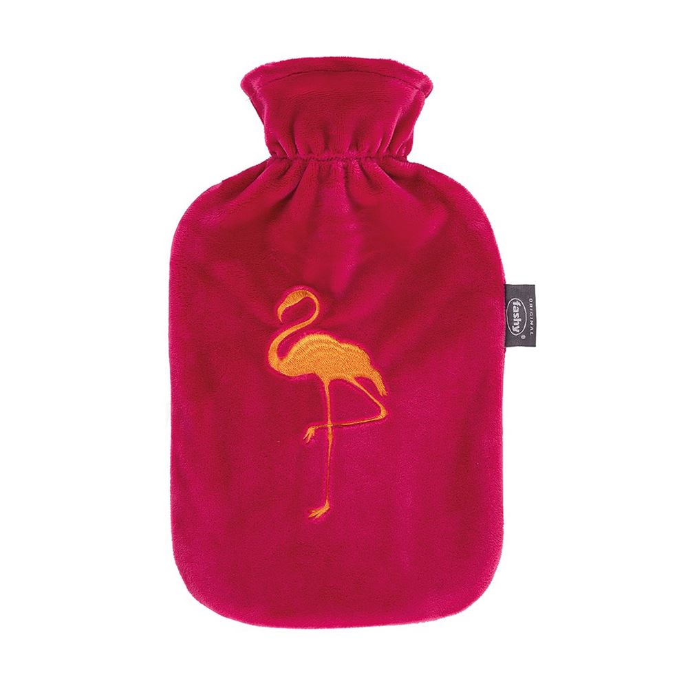 fashy Wärmflasche 2l Flauschbezug magenta Stickerei Thermoplastik 1 Stk
