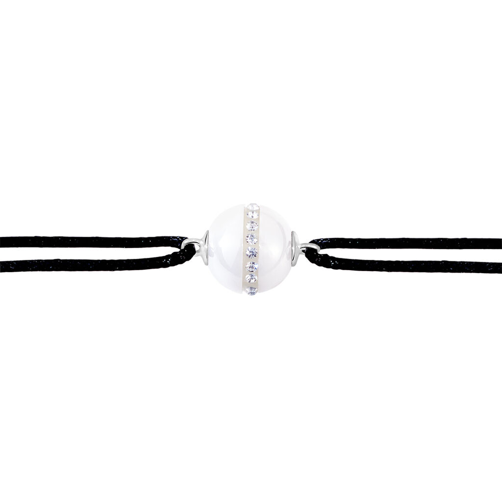 Bracelet Nina Cera Argent Blanc Céramique Et Strass