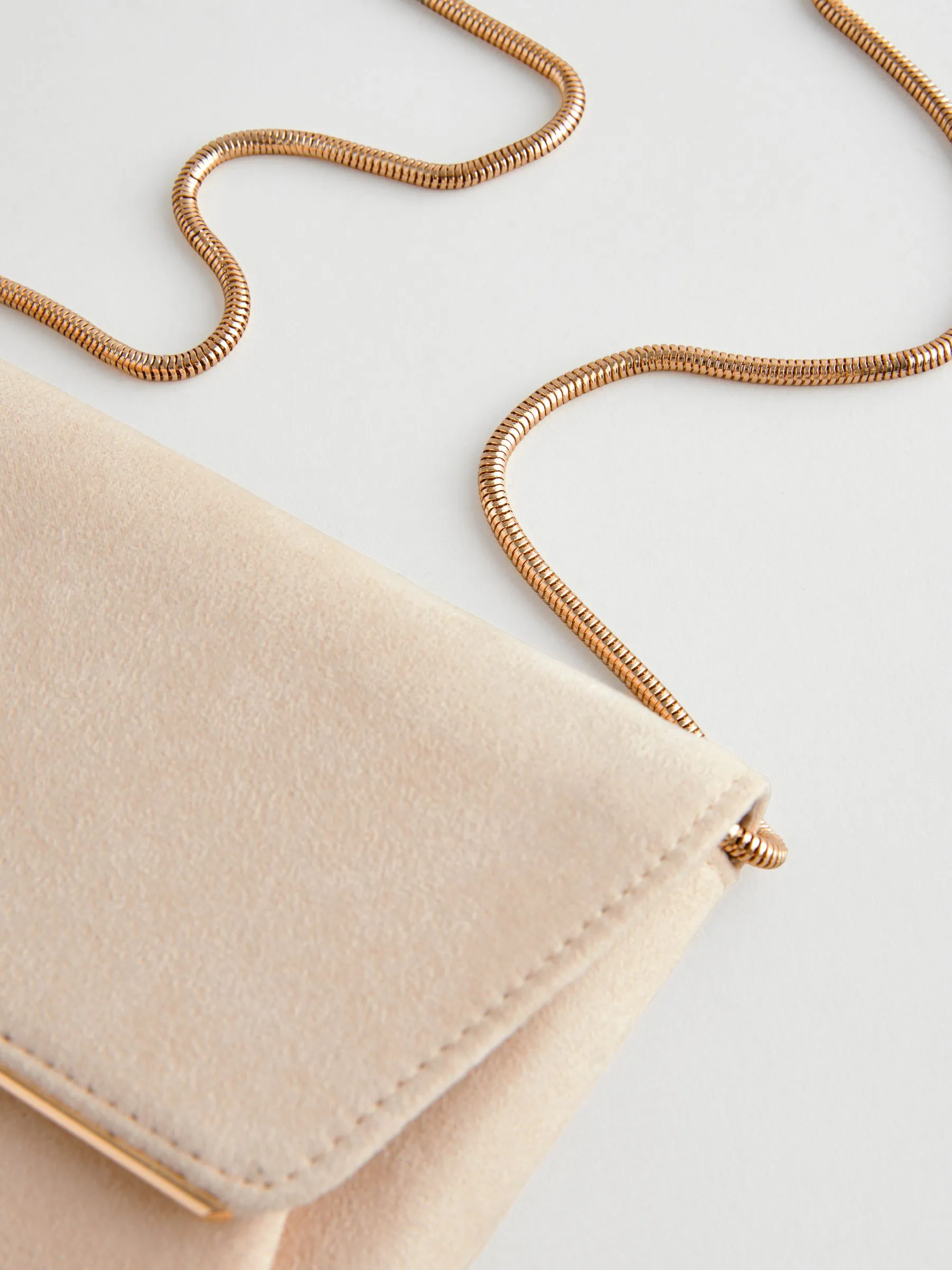 Licht beige - Clutch met afneembare ketting
