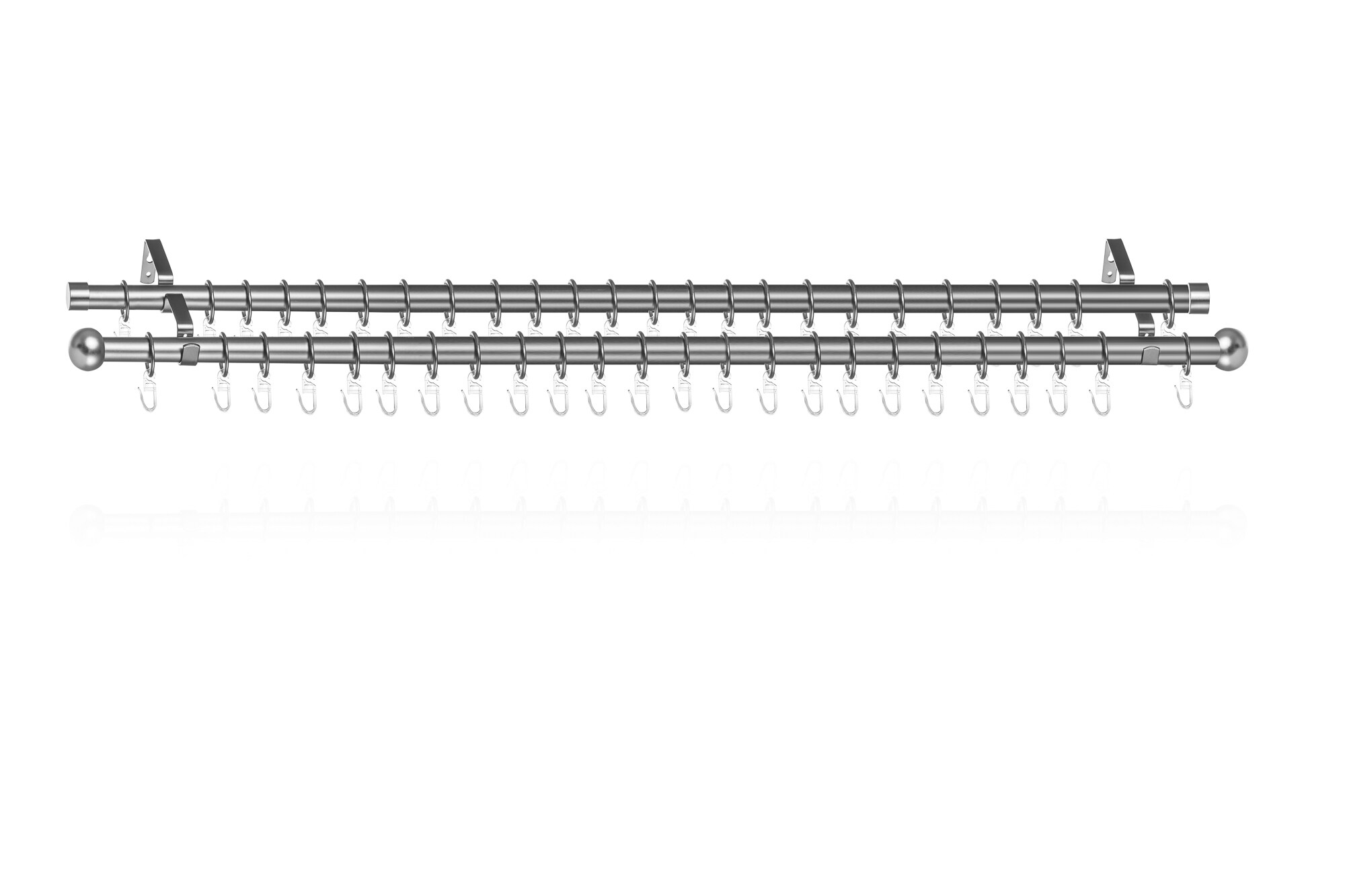 Lichtblick Gardinenstange Kugel, 20 mm, ausziehbar, 2 läufig 130 - 240 cm Chrom Matt