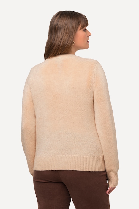 Strickjacke, Zopfmuster, V-Ausschnitt, Knopfleiste