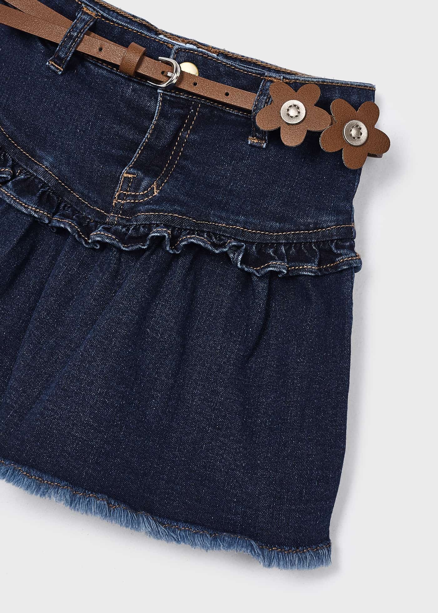 Saia jeans com cinto para meninas