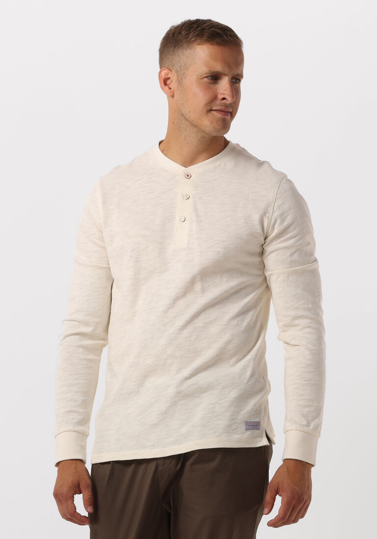 SCOTCH & SODA gebroken wit scotch & soda  slub henley long sleeve tee