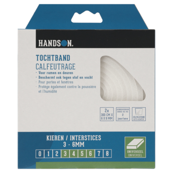 Handson tochtband PU-schuim 6x9 mm 3 meter wit 2 stuks