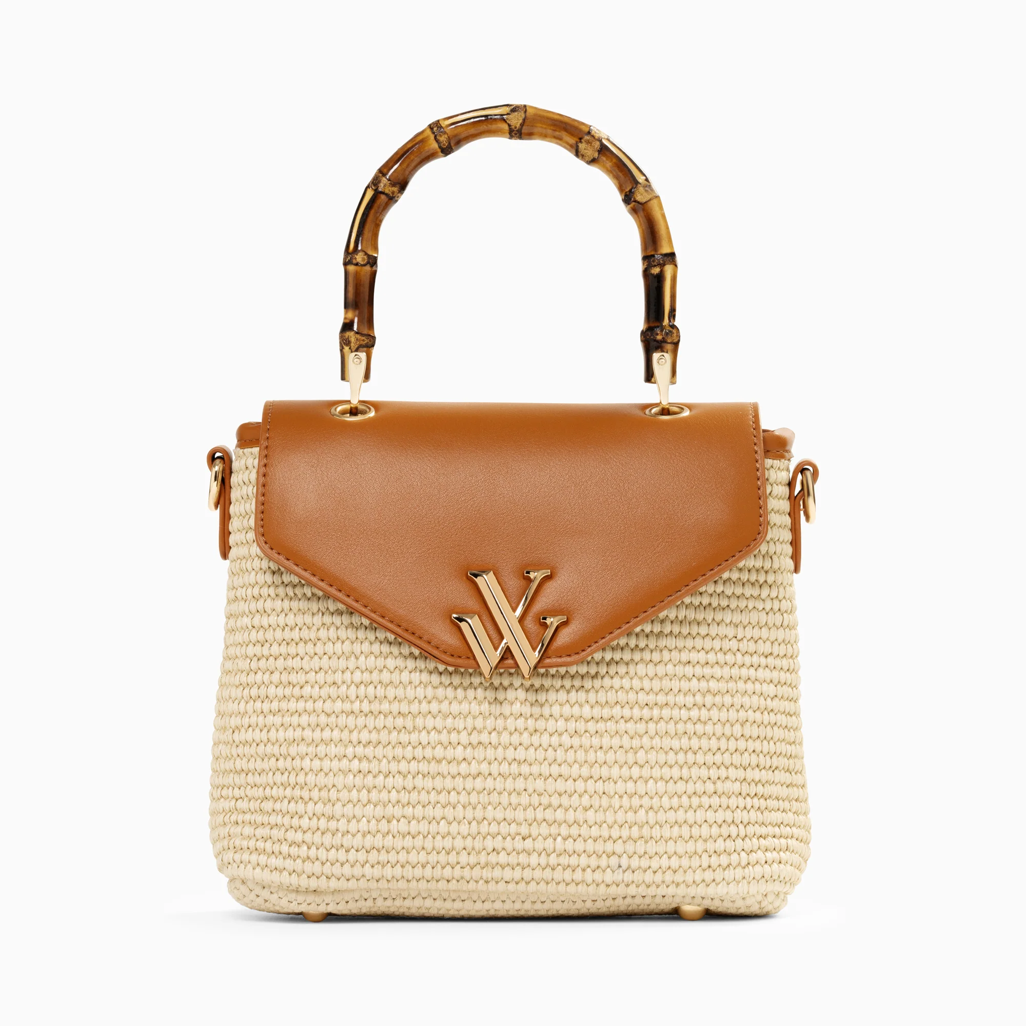 Sacs-Sac à main Gwenaëlle camel à anse en faux bambou