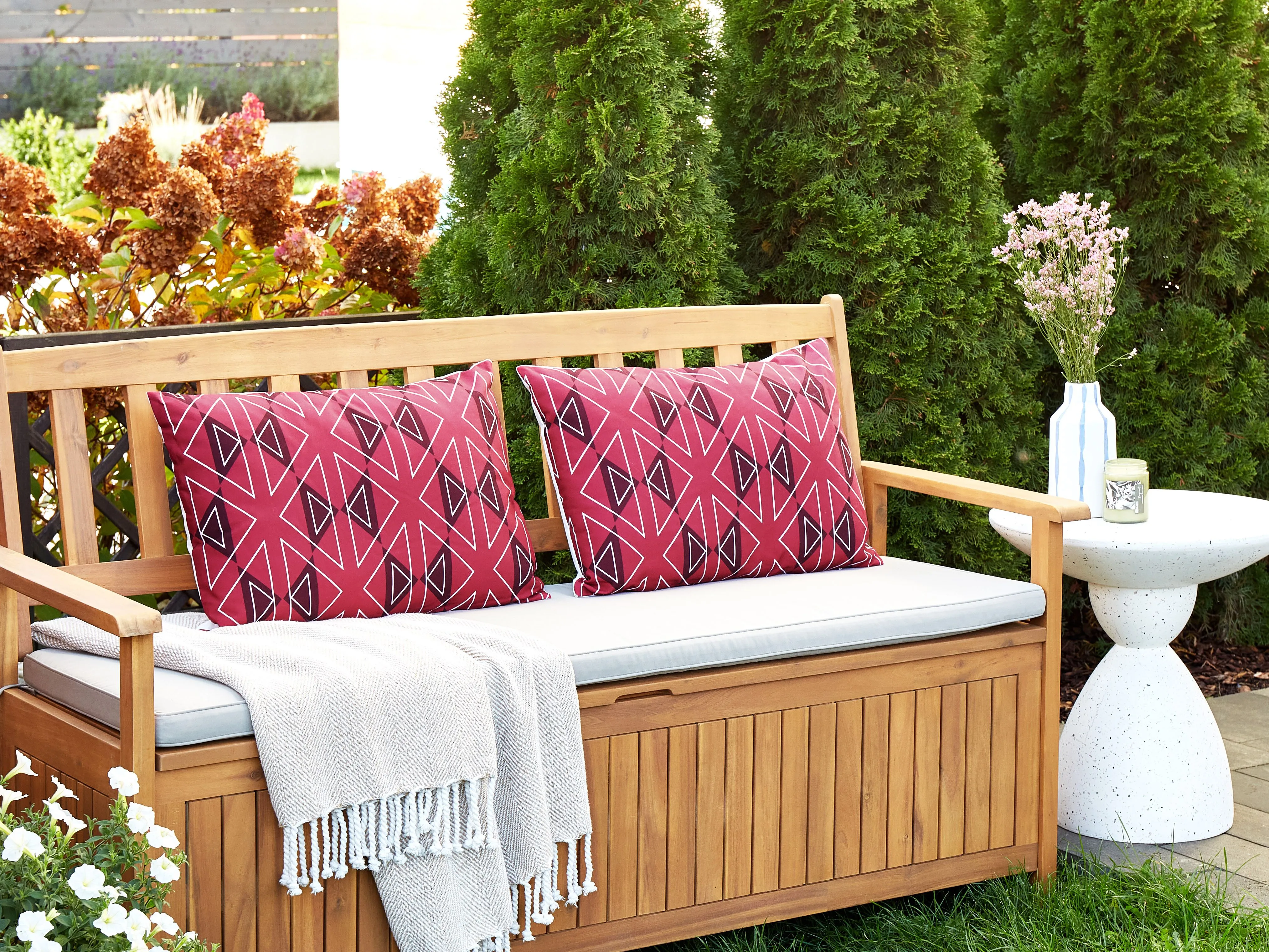 Set van 2 tuinkussens MEZZANO geometrisch patroon 40 x 60 cm Fuchsia