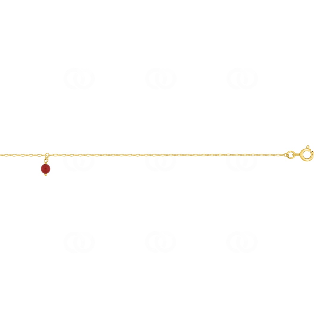 Fusskette 750/18 K Gelbgold mit Korallen Charm