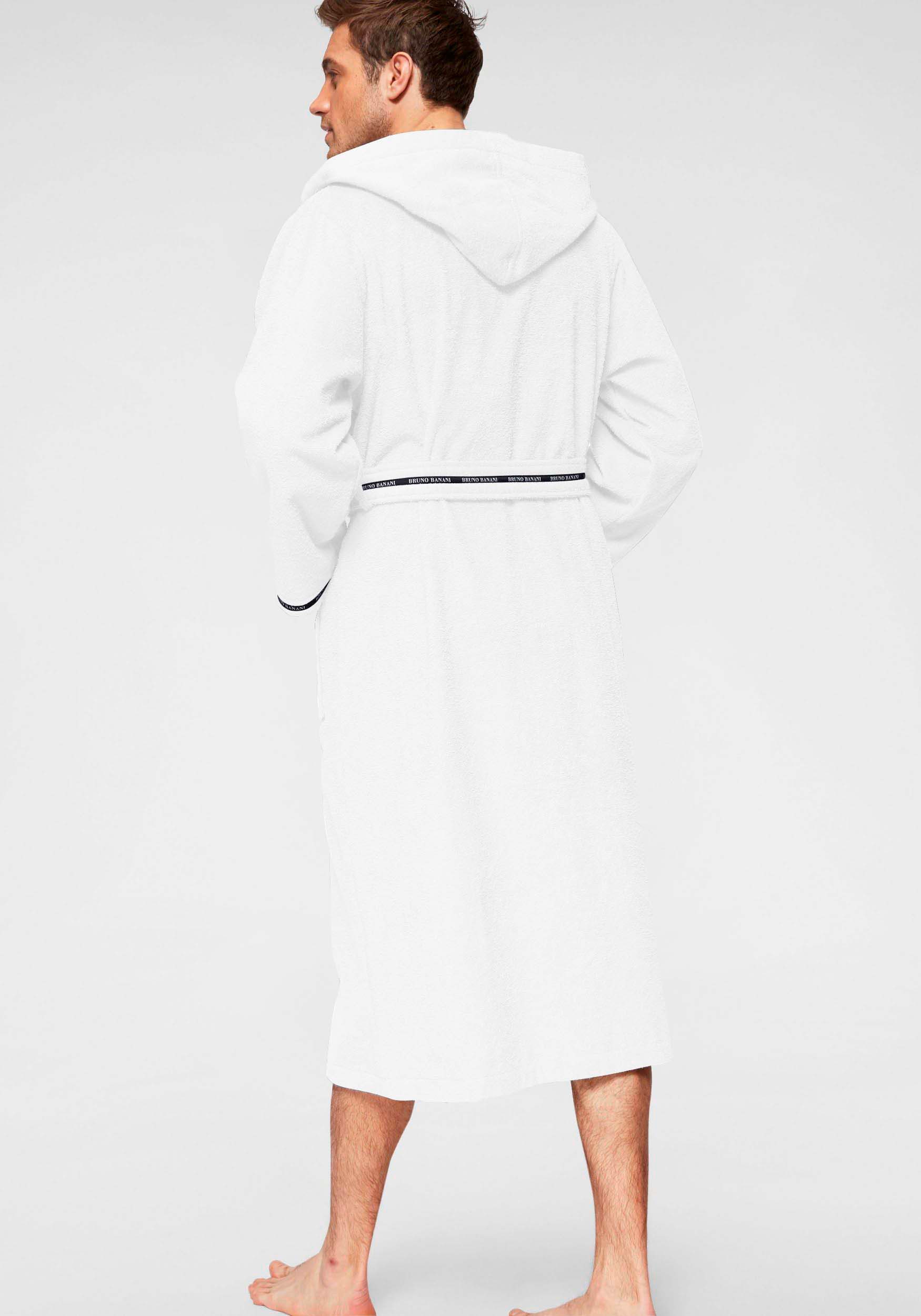 Bruno Banani Herrenbademantel »Danny, Normallänge & Überlänge, auch in extra lang, Hotelbademantel«, 1 Stk. mit Logostreifen, Herren Bademantel aus 100% Baumwolle, S-4XL