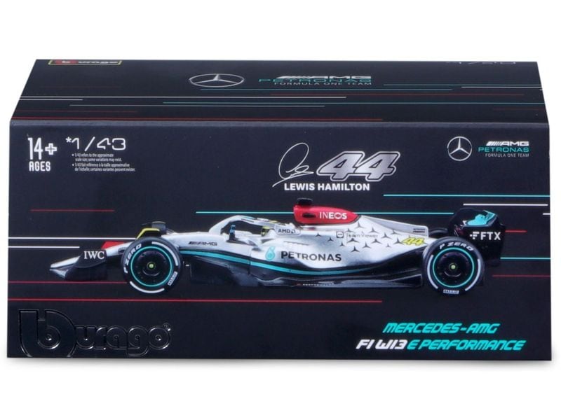 BBurago Mercedes-AMG F1 W13 Hamilton 2022 1:43 Sammlermodell im Massstab 1:43
