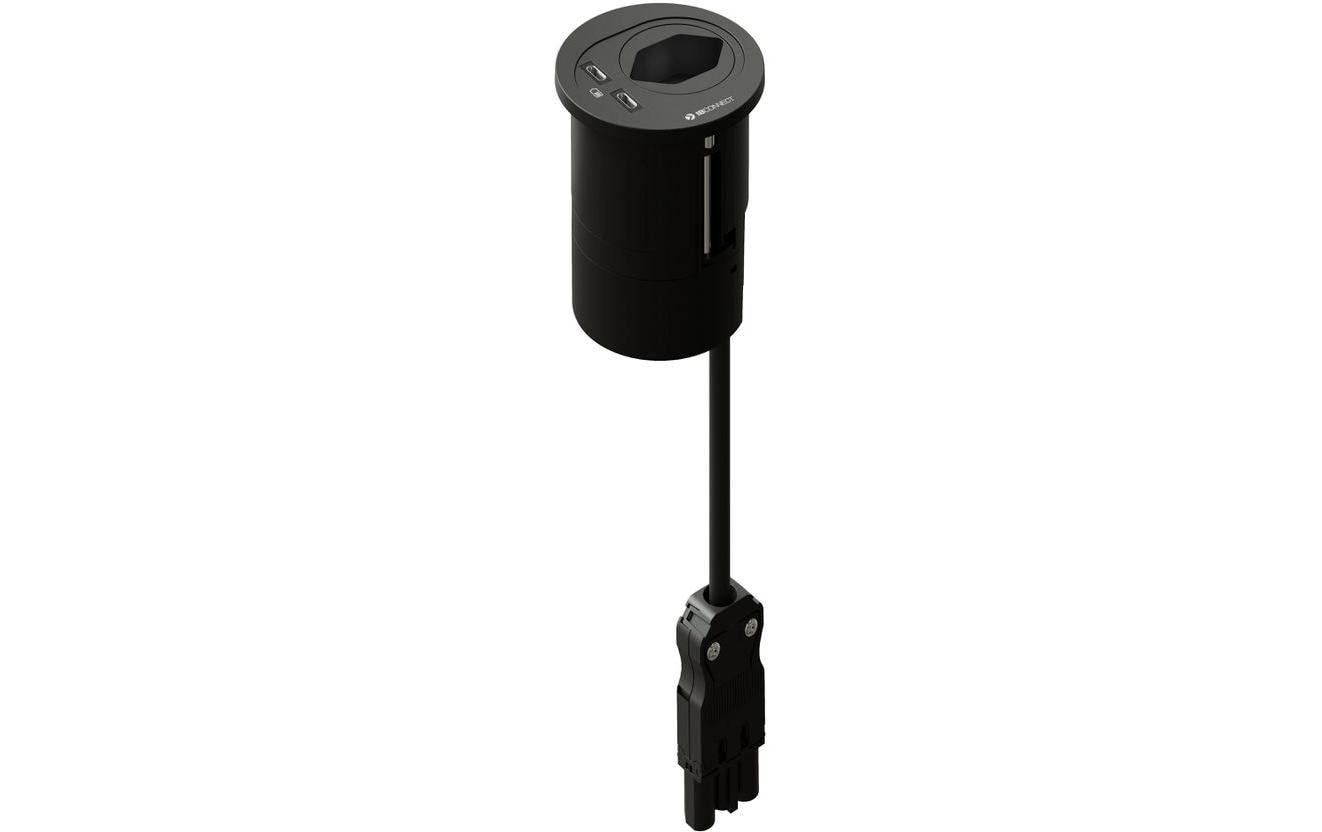 Steckdoseneinheit ATOM T13, 2x USB-C Schwarz<br>Innovative Einbau-Lösung für Typ 13-Steckdose und USB-Anschlüsse