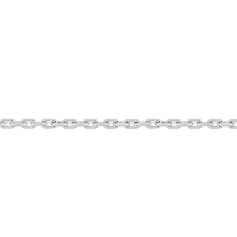 Chaîne mixte 40 cm - Maille Forçat diamanté - Or blanc 18 Carats - Largeur 1.45 mm