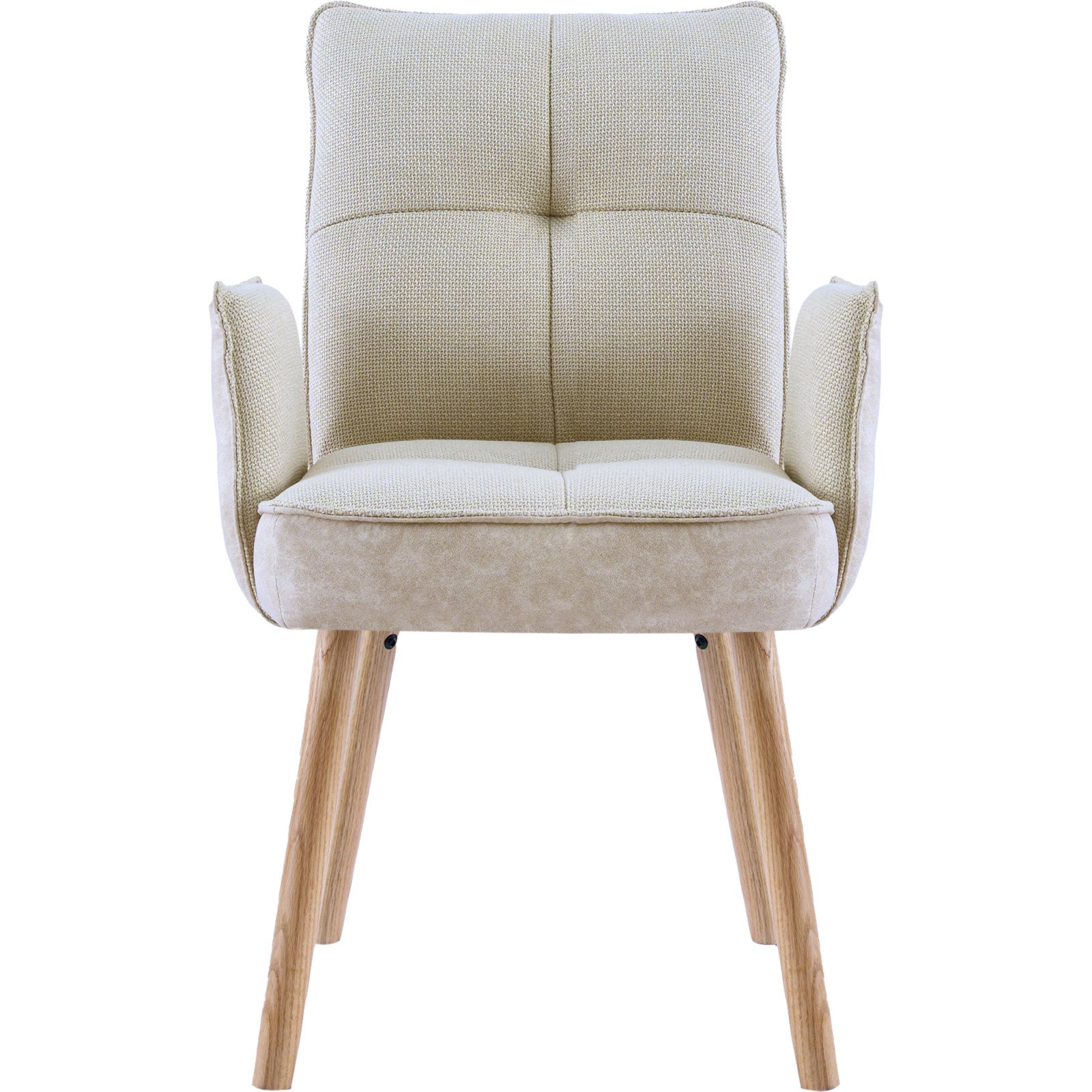Armlehnstuhl Lukas Kunstlederoptik/Stoff beige, Gestell Eiche massiv
