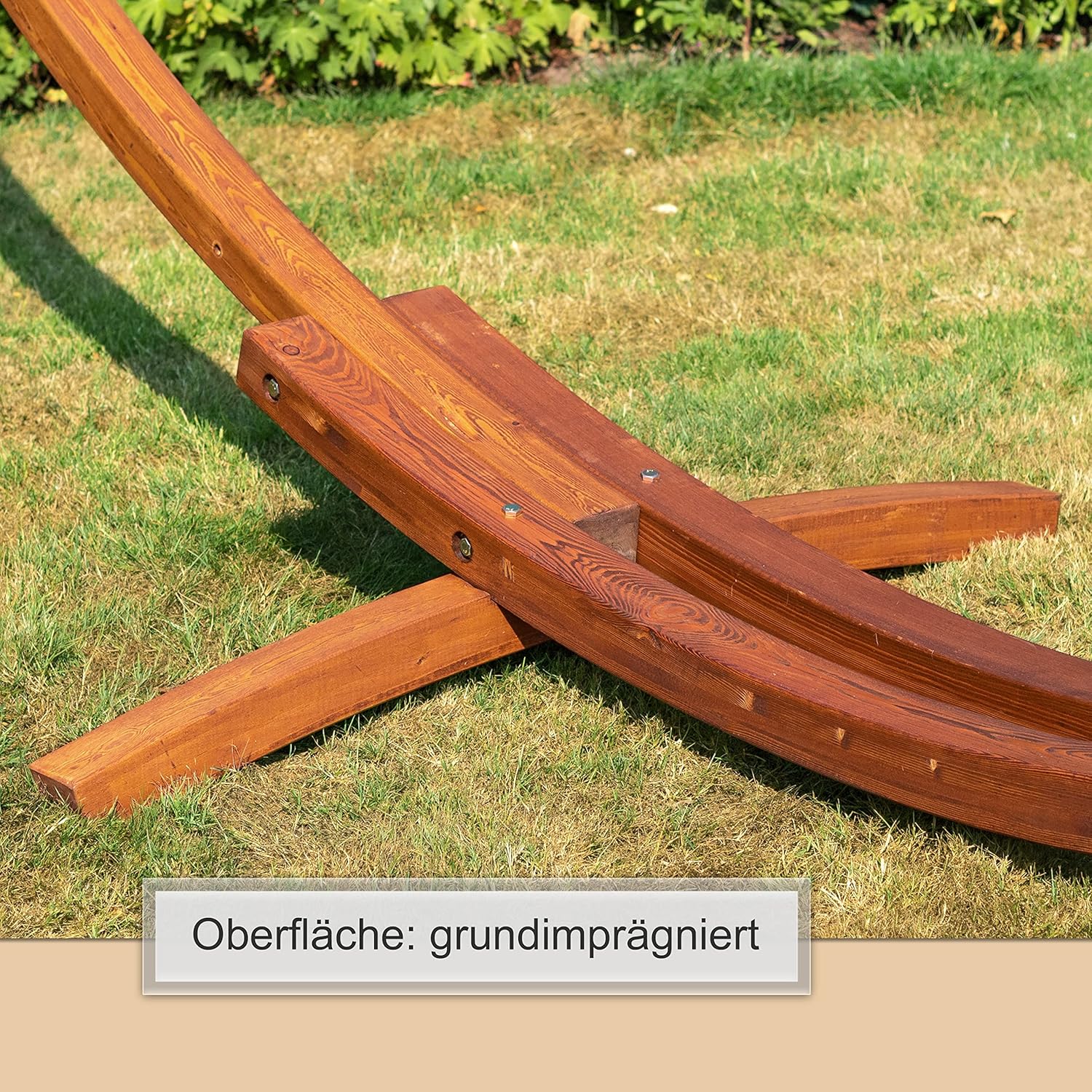 XL Outdoor Hängemattengestell 400 cm, Holz Eukalyptus wetterfest, Gestell Madagaskar braun ohne Hängematte