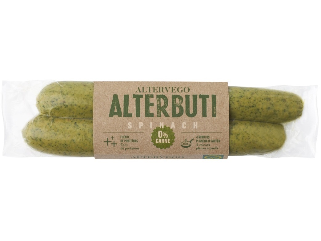 SALSICHAS ALTERBUTI ALTERVEGO ESPINAFRES 180G