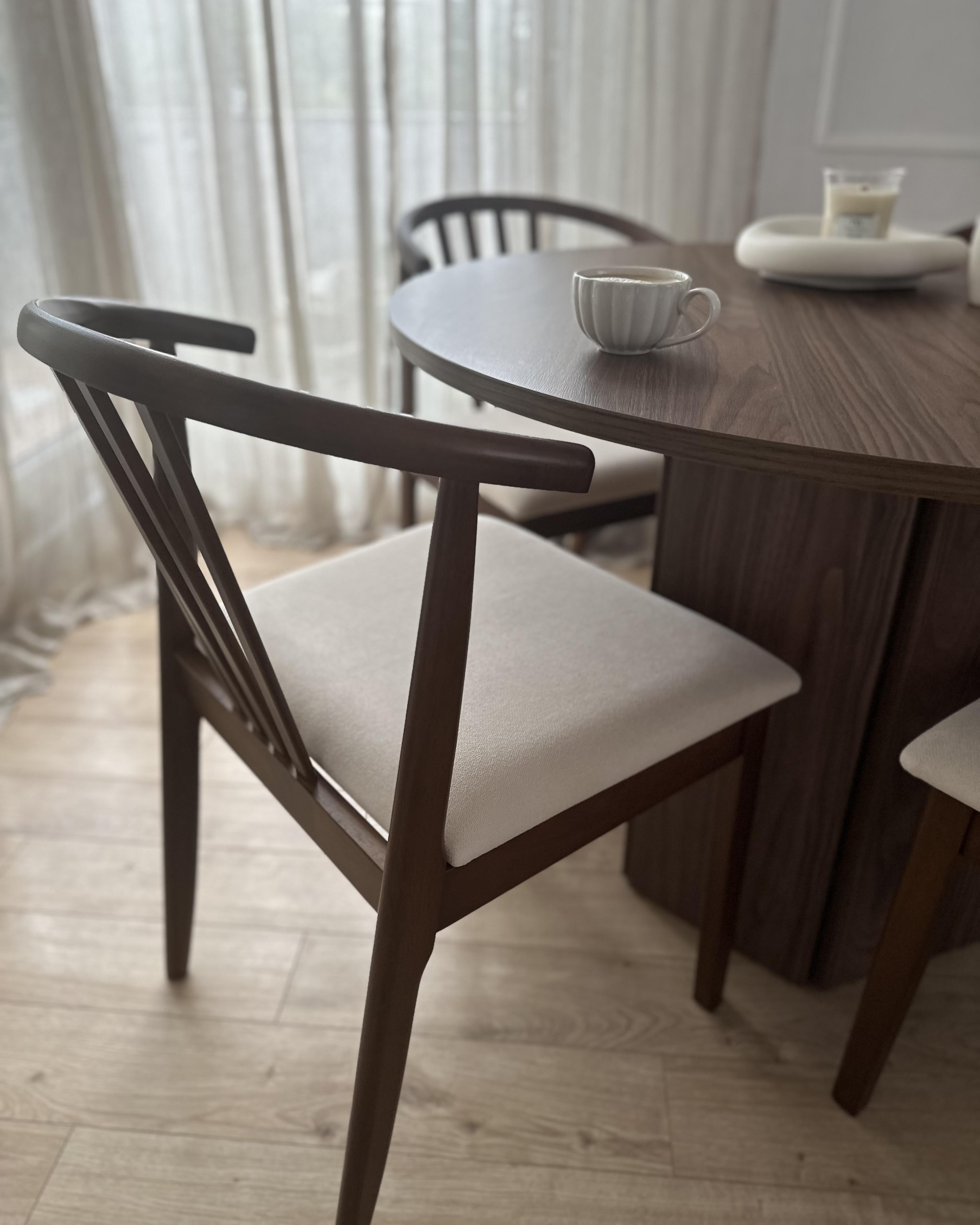 Set van 2 eetkamerstoelen CRAIG Hout Donkerbruin/beige